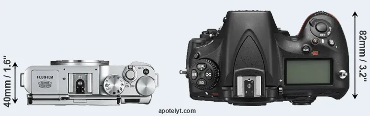 Compare X-A2 versus D810 top