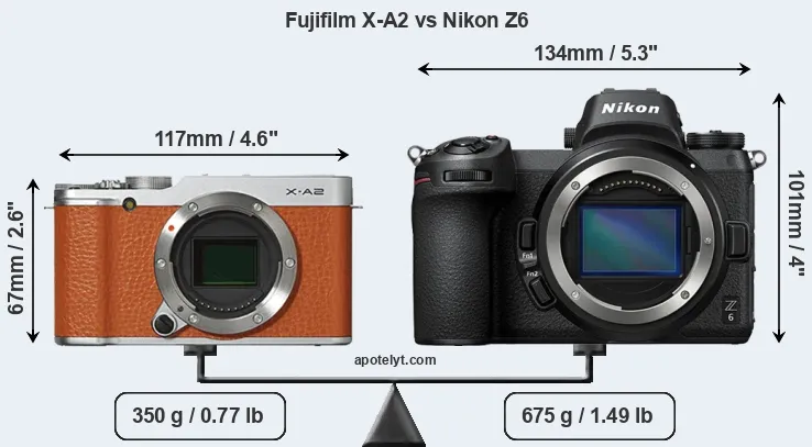 Size Fujifilm X-A2 vs Nikon Z6