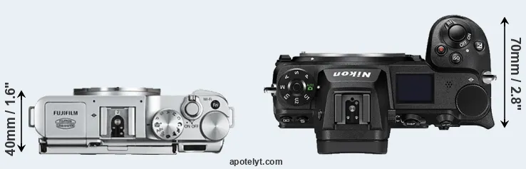Compare X-A2 versus Z6 II top