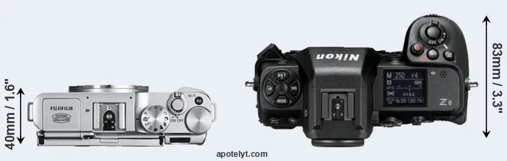 Compare X-A2 versus Z8 top