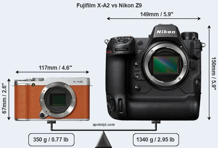 Size Fujifilm X-A2 vs Nikon Z9
