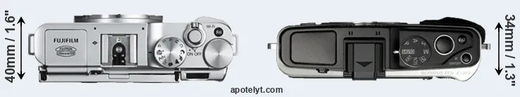 Compare X-A2 versus E-P3 top