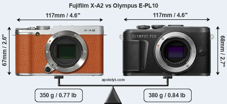 Size Fujifilm X-A2 vs Olympus E-PL10