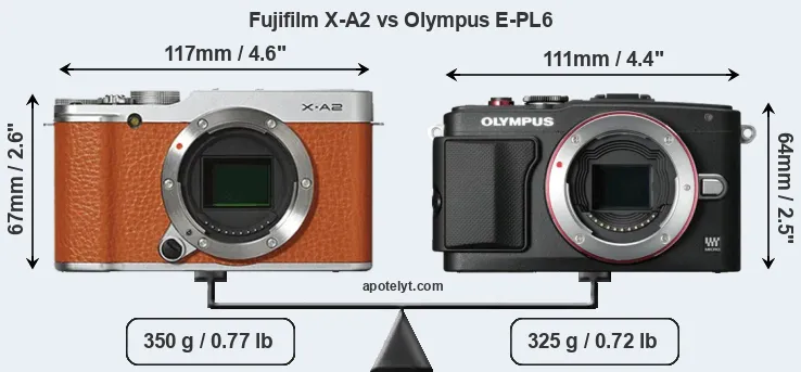 Size Fujifilm X-A2 vs Olympus E-PL6