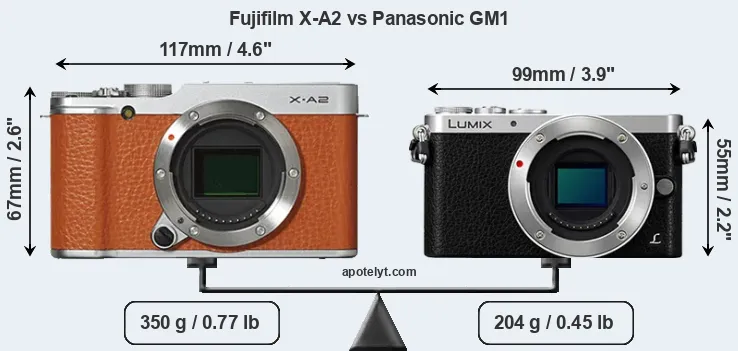 Size Fujifilm X-A2 vs Panasonic GM1
