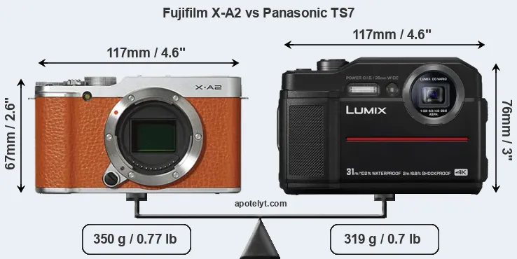 Size Fujifilm X-A2 vs Panasonic TS7
