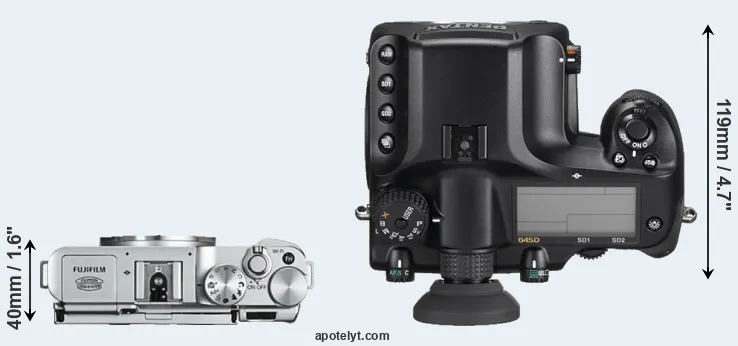 Compare X-A2 versus 645D top
