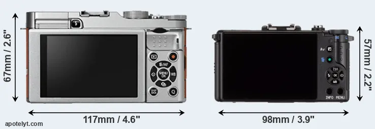 Comparison X-A2 or Pentax Q rear