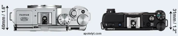 Compare X-A2 versus Pentax Q top