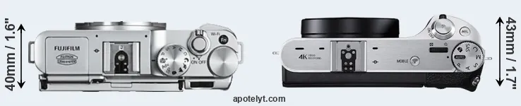 Compare X-A2 versus NX500 top