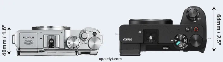 Compare X-A2 versus A6700 top