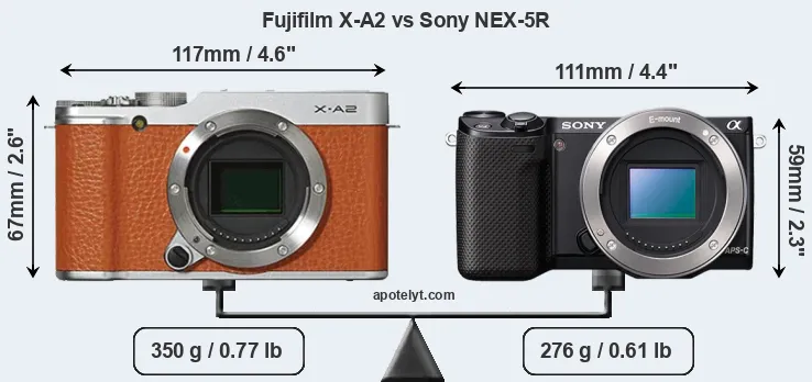 Size Fujifilm X-A2 vs Sony NEX-5R