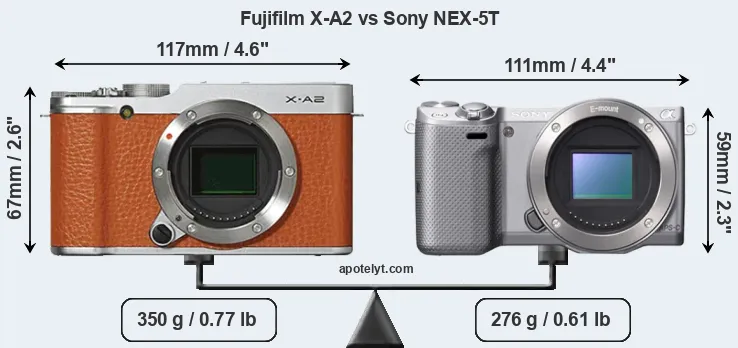 Size Fujifilm X-A2 vs Sony NEX-5T