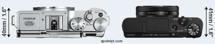 Compare X-A2 versus RX100 V top