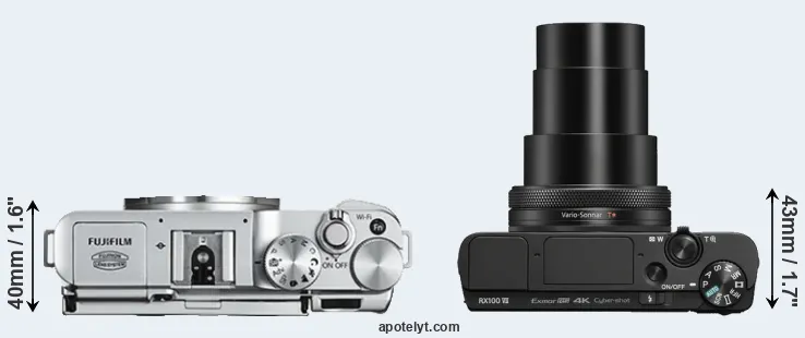 Compare X-A2 versus RX100 VII top