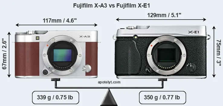 Size Fujifilm X-A3 vs Fujifilm X-E1