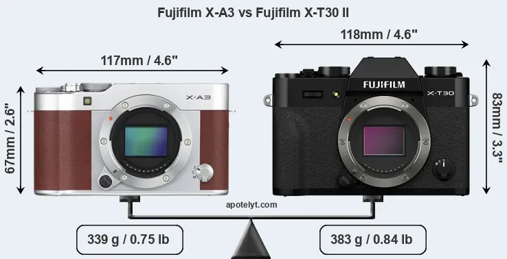 Size Fujifilm X-A3 vs Fujifilm X-T30 II