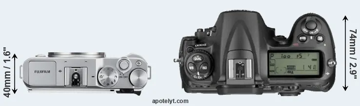 Compare X-A3 versus D300 top