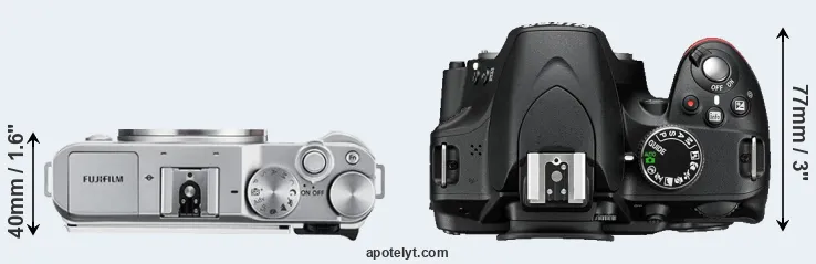 Compare X-A3 versus D3200 top