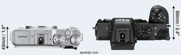 Compare X-A3 versus Z50 top