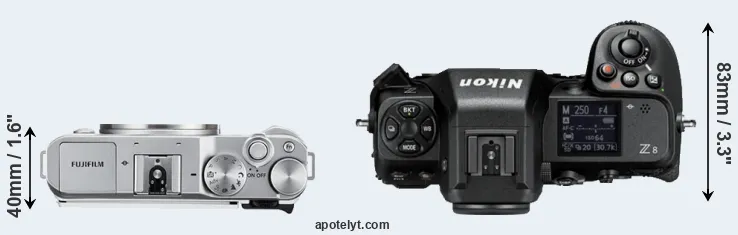 Compare X-A3 versus Z8 top