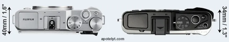 Compare X-A3 versus E-P3 top