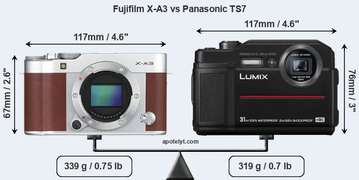 Size Fujifilm X-A3 vs Panasonic TS7