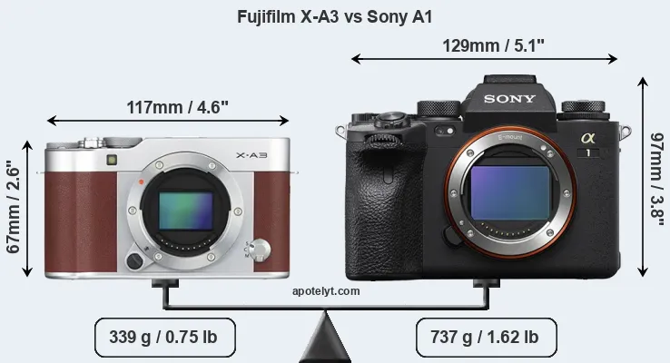 Size Fujifilm X-A3 vs Sony A1