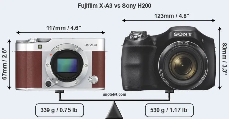 Size Fujifilm X-A3 vs Sony H200