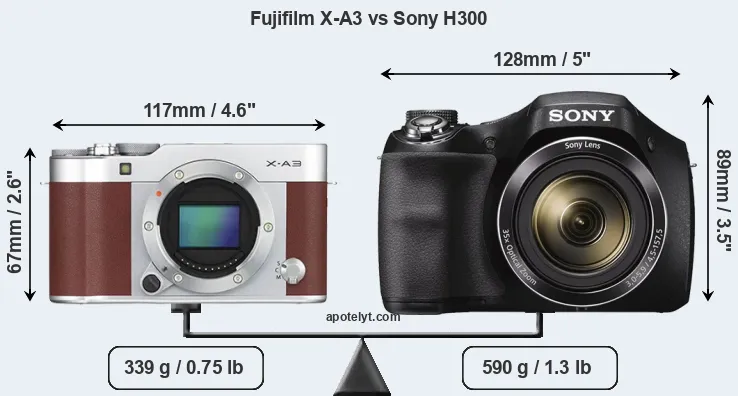 Size Fujifilm X-A3 vs Sony H300