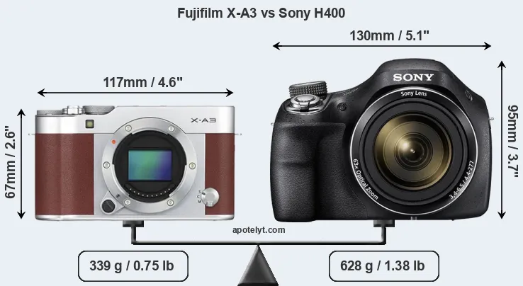 Size Fujifilm X-A3 vs Sony H400