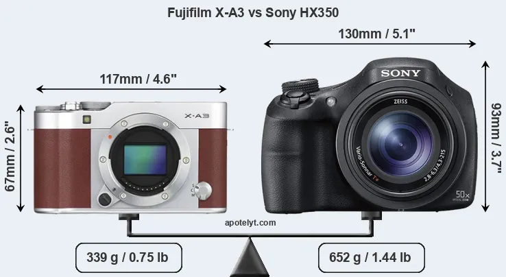 Size Fujifilm X-A3 vs Sony HX350