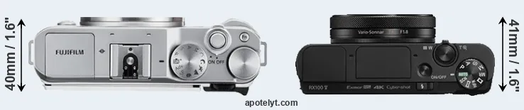 Compare X-A3 versus RX100 V top