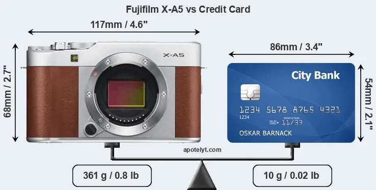 Fujifilm X-A5 vs credit card front