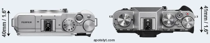 Compare X-A5 versus X-T10 top