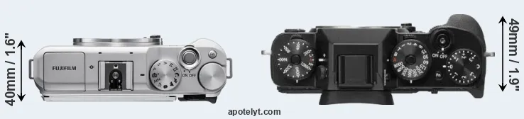Compare X-A5 versus X-T2 top