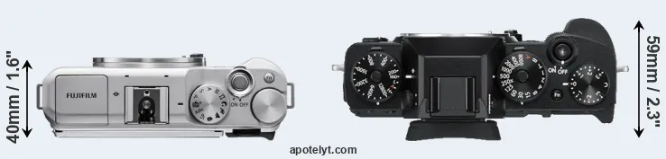 Compare X-A5 versus X-T3 top