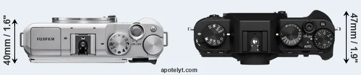 Compare X-A5 versus X-T30 II top