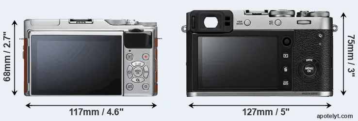 Comparison X-A5 or X100F rear