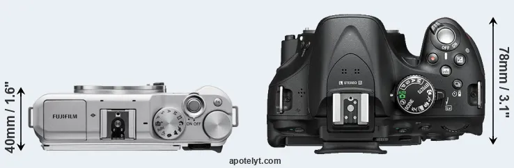 Compare X-A5 versus D5200 top