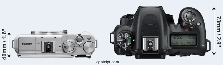 Compare X-A5 versus D7500 top