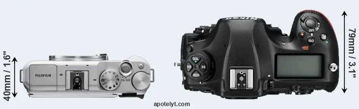 Compare X-A5 versus D850 top