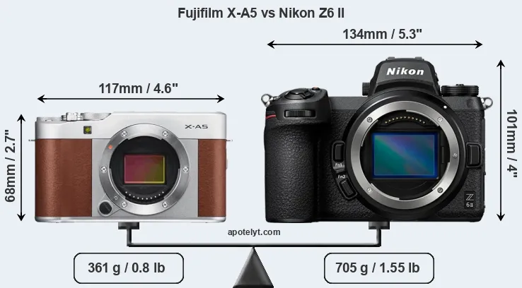 Size Fujifilm X-A5 vs Nikon Z6 II