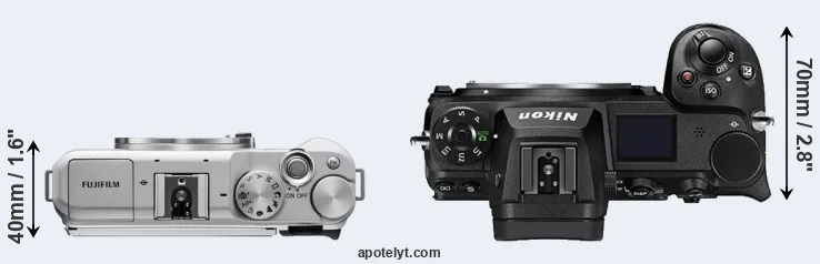 Compare X-A5 versus Z7 II top