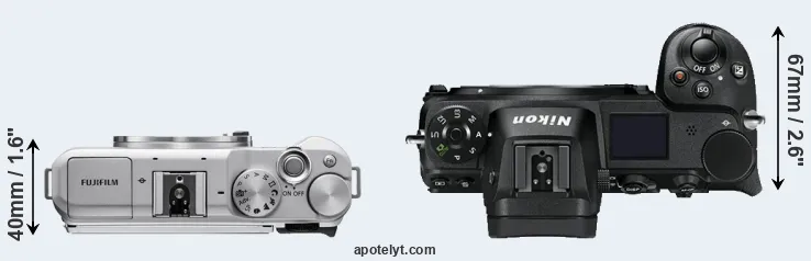 Compare X-A5 versus Z7 top