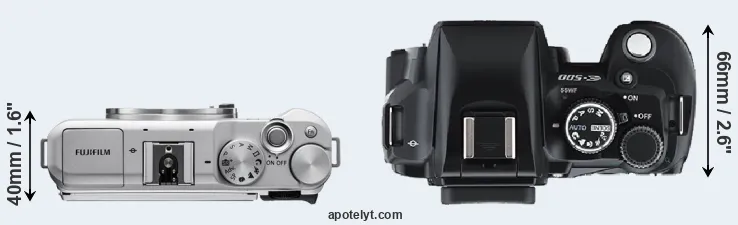 Compare X-A5 versus E-500 top