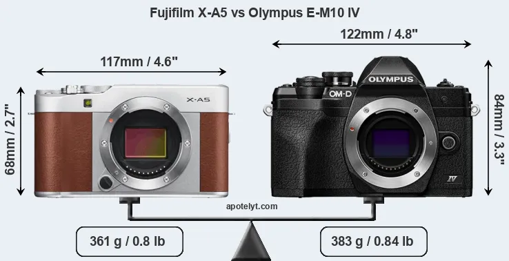 Size Fujifilm X-A5 vs Olympus E-M10 IV