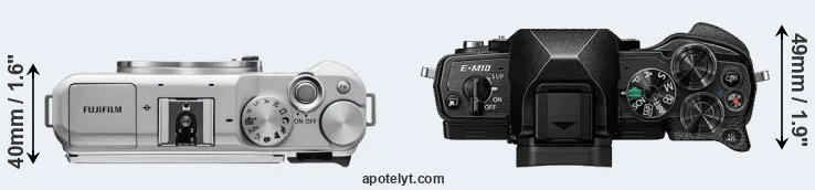 Compare X-A5 versus E-M10 IV top