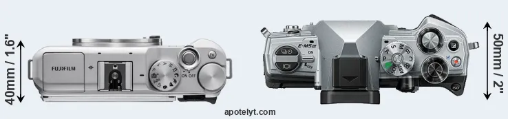 Compare X-A5 versus E-M5 III top
