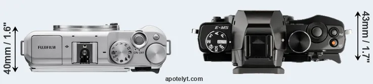Compare X-A5 versus E-M5 top